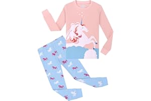 Garsumiss Pijamas para Niña Dos Piezas de Unicornio Manga Larga Invierno Pijama 2-12 Años