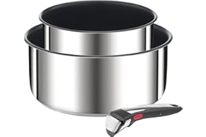 Tefal Ingenio Lot de 2 casseroles 16/20 cm + poignée amovible, Induction, Acier inoxydable, Revêtement antiadhésif, Empilable, Compatible lave-vaiselle, Fabriqué en France, Preference On L9748902