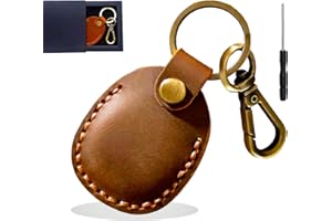 Timyca for Airtag Keyring Holder 1 Pack-Genuine Leather for Airtag Holder With Cross Screwdriver,Scratch-Resistant for Apple Air Tag.Handmade Suitable for Air Tag. Keyring.Waterproof Case