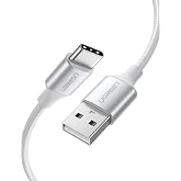 Ugreen &Ouml;rg&uuml;l&uuml; USB Type-C Şarj ve Data Kablosu, Beyaz, 1 Metre