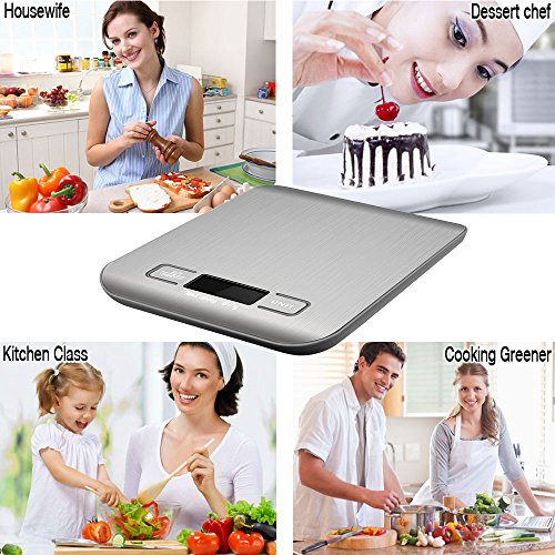 VersionTech Edelstahl Optik Multifunktionelle Digitale Küchenwaage Haushaltswaage mit Hoher Präzision bis zu 1g Maximalgewicht 5kg – Grau - 8
