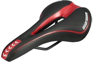 BigTron Sedile Bicicletta Comoda Sella MTB Cuscino Sedile Cuscino Offroad Bike Seat(Nero + Rosso)