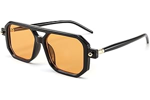 FEISEDY Retro 70er Jahre Sonnebrille Damen Herren Vintage Flache Quadratische Brille mit UV400-Schutz B2622