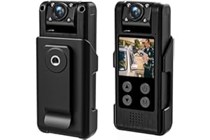 MENDUNER Am Körper Getragener Videorecorder 4K Ultra HD mit 140° Weitwinkel, HD Nachtsicht 5m, 180° Objektivdrehung, 1200mAh Akku, Back-Clip und App-Verbindung