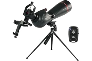 Svbony SV406 20-60x80mm Cannocchiale con Adattatore per Telefono, HD FMC BAK4, Doppia Messa a Fuoco, 1,25'' Oculare Rimovibile, IPX7 Impermeabile, con Treppiede, Borsa, per Birdwatching, Tiro a Segno