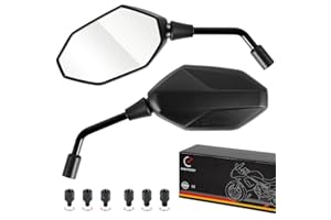 Evermotor Motorcycle Mirrors, E-approved Motorbike Mirrors, 360° Mobility Scooter Mirrors, with M8 M10 Threaded Bolts, Bike Mirror for Bike, Scooter, ATV, Moped, 2 PCS