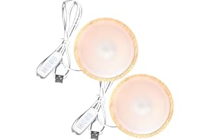 GAOUTO 2 basi a LED in legno, 3 colori, illuminazione in legno, base a luce LED, rotonde, per blocco di vetro, luci d'atmosfera, opere d'arte sferiche in cristallo (luce calda)