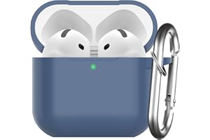 Nemteur Custodia per AirPods 4 2024, Case Protettiva in Silicone per AirPods 4th 2024 Cover in Silicone Visibile a LED Frontale con Moschettone, Navy Blu