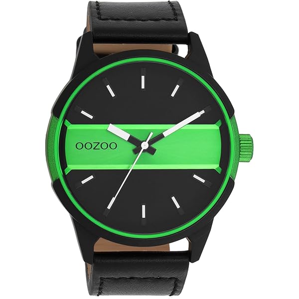 Oozoo Orologio da uomo con cinturino in pelle 50 mm nero/nero C10067