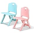 HAPPY BEAR Plastic Foldable Kids Chair | Foldable Study Chair | Space-Saving, Portable, And Supports Up To 30Kg |Folding Stool Chair | Kids Study Chair (Blue/Pink)