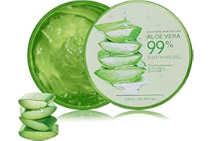 HKBTCH Aloe Vera Gel 300ml Natürliche beruhigende und pflegende Feuchtigkeitscreme Bio Creme 99 Pur, Ideal für Sonnenbrand Reparieren, trockene strapazierte Empfindliche