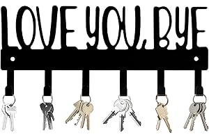 Kunoli Key Holder, Love You Bye Entryway Metal Key Hooks with 6 Hooks, Wall Mounted Decorative Key Rack for Front Door, Hallway & Home Organization (A-Z)