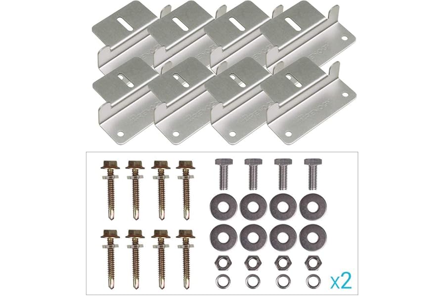 Renogy Solar Panel Z Brackets Holder 2 Sets, for Mounting Solar Panel Roof Mount Z Bracket with Nuts and Screws for Motorhome, Boat, Roof, Wall and Other Off-Gird Roof Installation, 8 Pieces