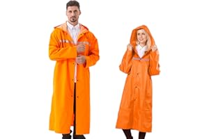 Pahajim Chaqueta de Lluvia Larga para Adultos, Chaqueta Ripstop Reutilizable con Capucha Ajustable, Chaqueta Impermeable Ligera, Chaqueta Impermeable para Hombres y Mujeres