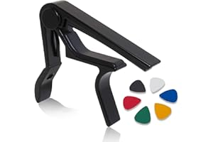 TUSERXLN Guitar Capo with 4 Guitar Picks, Guitar Capo for Acoustic and Electric Guitars, Ukulele Capo Acoustic Eletric Guitar Clip Quick-Change Capo, Black