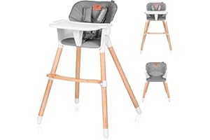 LIONELO Koen 2 w 1 krzesełko do karmienia, nowoczesny design, wytrzymała konstrukcja, pasy bezpieczeństwa, tapicerka, podnóżek, zdejmowana tacka, regulacja wysokości