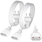 HEEKIM Power Cord Extension, Type C Euro Connector for TV, PC, Computer Monitor, Projector, Lamp, Appliances - White (1M, 2 P