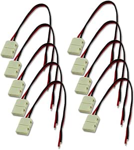 5 Strip PCB to Wire Connector Adapter Adaptor For 3528 Single Colour LED Strip. Only one strip connector at one end.