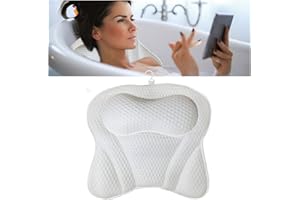 HTRTRR Cuscino poggiatesta per vasca da bagno, dotato di tecnologia 4D Air Mesh, cuscino ergonomico per il bagno, cuscino poggiatesta per vasca da bagno con 6 ventose.