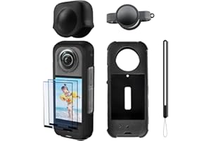 SEMAIKI Insta 360 X3 Custodia protettiva in silicone con 2 copriobiettivo e 2 protezioni dello schermo per accessori Insta360 X3