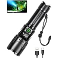 Feelon Flashlight Led Torch, 50000 Lumens with 5 Modes Flashlight Bright Light Torch, Hand Torch Light Rechargeable USB Tactical with Power Bank, Portable Torch Light for Trekking Emergency, Camping
