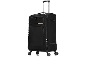 SKYLARK LUGGAGE Skylark Large Suitcase 29" Super Lightweight Luggage 20% Expandable 4 Wheel Spinner Soft Shell Check in Luggage for 23kg (Black, 112 litres)