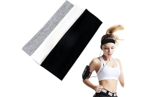 BESMRPG 3 Stück Stirnband Damen,Schwarz Haarband,Yoga Headband,Haarbänder Damen,Baumwolle Haarband,Ribbon Elastische Stirnbänder, Winter Hair Bands Herren,Wide Hair Band für Sport Laufen Exercise Gym