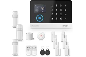 PGST GSM & WIFI Wireless Home Security Systems 2.4-inch LCD Screen, 100+ Sensors, 120dB Siren Smart APP & Alexa Control Scheduled Arm/Disarm & 9-Language Support