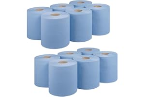 Luxtrous- Centrefeed Paper Tissue Rolls - Embossed Pattern Hand Towel - for Home Office Warehouse Bathroom Garage Kitchen, Wipe Away - Wall Mounted Lockable Rolls - 2-Ply (Blue, Pack of 12)