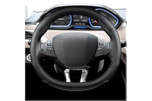 ZCERA Fundas Volante para Peugeot 208 2012~2018 para Peugeot 308 2014~2021 2008 2013~2018 Funda para Volante Coche Cuero Y Fibra Carbono Cubierta Volante(Negro)