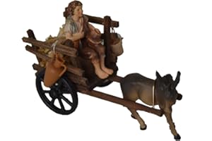 Alfred Kolbe Krippen Am 38 - Accesorios para belén (Carro con Burro, pastora sentada, Cubo, ánfora y montón de Paja, para Figuras de 9-11 cm)