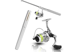 EQULUP Mini caña de Pescar y Carrete Combos, 4.3:1 Velocidad 2+1BB 20-94cm retráctil Mini portátil en Forma de bolígrafo caña de Pescar de bolsillocon Giratorio Rueda de Carrete para 2.2lb-6.6lb Pesca Peso