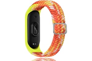 Keecuty Nylonowa bransoletka do Mi Band 6/5/4/3, elastyczny materiał, pleciona, miękki nylon, sportowa, elastyczna, oddychająca, rozszerzalna bransoletka do zegarka Mi 6/5/4/3