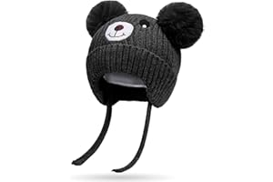 RAYSON Gorros para Niño Niña Bebé Otoño Invierno Sombrero Dulce con Orejeras y Cintas para Atar Gorro de Punto para Otoño Lindo Oso Oreja Cálido para Bebé