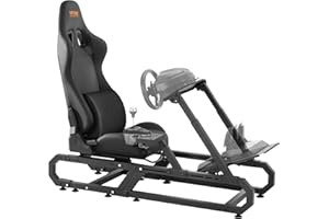 VEVOR Support de volant de course compact, cockpit de simulateur de conduite en acier robuste, charge 150 kg, support de volant et pédale réglables, pour Logitech G923/G920/G29, Thrustmaster T248P