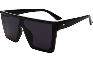 FOURCHEN Quadratische, übergroße Sonnenbrille für Damen und Herren, modisch, flaches Oberteil, großer Rahmen