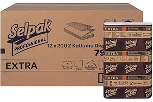 SELPAK 2ply White Hand Towels Z Fold Soft Hand Paper Towel Multifold Hand Towels C fold (2400 Sheets)