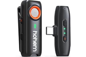 hohem MIC-01 Micrófono inalámbrico de Solapa para Type-C, Tiempo de Uso de 7,5H, grabación de Sonido 360°, cancelación de Ruido DSP, Esencial para Vlog, Youtube, TikTok