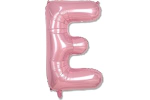 LINGQIANG 40 Inch Pearl Pink Large Letter Balloons A - Z, Self Inflating Pastel Pink Foil letter E Balloon for Girls, Big Light Pink Alphabet E Balloon for Women Birthday Party Anniversary Supplies Decorations