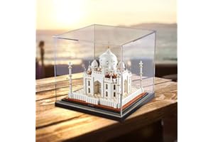 ACRLIE Vitrine pour Collection Lego Figurine, Vitrine Acrylique avec Base Boite Plexiglas Transparent Cube pour Object, Vitrine Salon Comptoir Anti-poussière Presentoir avec Bande Lumineuse