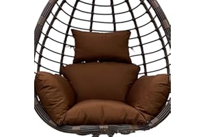 ‎TIELAG Hängesessel Kissen Outdoor, Wasserdicht Polster Hängekorb, Auflage für Polyrattan/Rattan Hängeschaukel, Schaukel Korb, Nur Schaukelkissen, Dunkelbraun