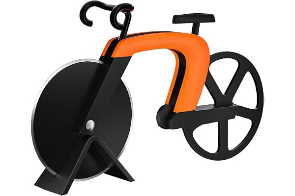 Roulette à pizza, Couteau à Pizza en Forme de Vélo en acier inoxydable de 19 cm, Découpe-Pizza Couteau de Pizza Vélo Décoration Idéale et Cadeau, Orange