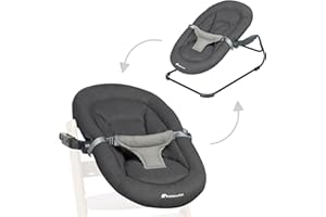 Bebeconfort Timba Baby, Transat 2-en-1, Naissance à 6 mois, 0-9 kg, Kit nouveau-né pour chaise haute bois Timba, 2 positions d'inclinaison, Siège molletonné, Harnais 3 points, Tinted Graphite