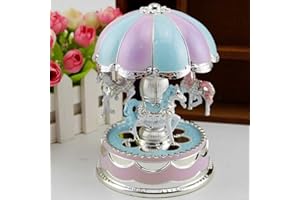 SUNNYMI LIFE Christmas Decorations Sale Clearance Kids Girls LED Carousel Light Music Box Birthday Gift Musical Toy Amazon Warehouse Clearance Uk for Christmas Party Home Decor