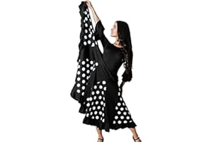 Gojoy shop- Traje Profesional de Baile Danza Flamenco o Sevillanas para Mujer de 2 Piezas (Contiene Body con Doble Volantes en Manga y Falda de Lunares en 6 Colores Disponibles)