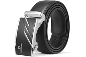 BOSTANTEN Pasek męski, skórzany pasek dla mężczyzn z grzechotką, automatyczne zapięcie, pasek biznesowy, szerokość 35 mm, rozmiar dopasowany