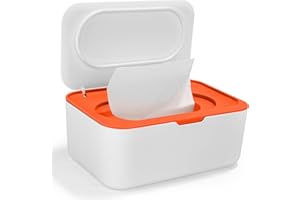 Cheerhom Feuchttücher Box für Baby, Box Feuchtes Toilettenpapier, Box für Feuchttücher mit Deckel, Feuchtes Toilettenpapier Box Orange, Feuchtpapierbox für Schlafzimmer, Auto und Büro