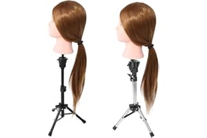 BIZZICO Manichino Testa,Morsetto per capelli Morsetto per testa manichino pratica acconciature(Treppiede bianco)