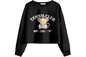 Arshiner Mädchen 5–12 Jahre Langarmshirt Crop Tops Kinder Baumwolle Pullover Sweatshirts mit Rundhalsausschnitt