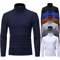 T-Shirt Thermique Manches Longues Homme - Haut Chaud Hiver - Col Roulé - Sous-Vêtement Chauffant